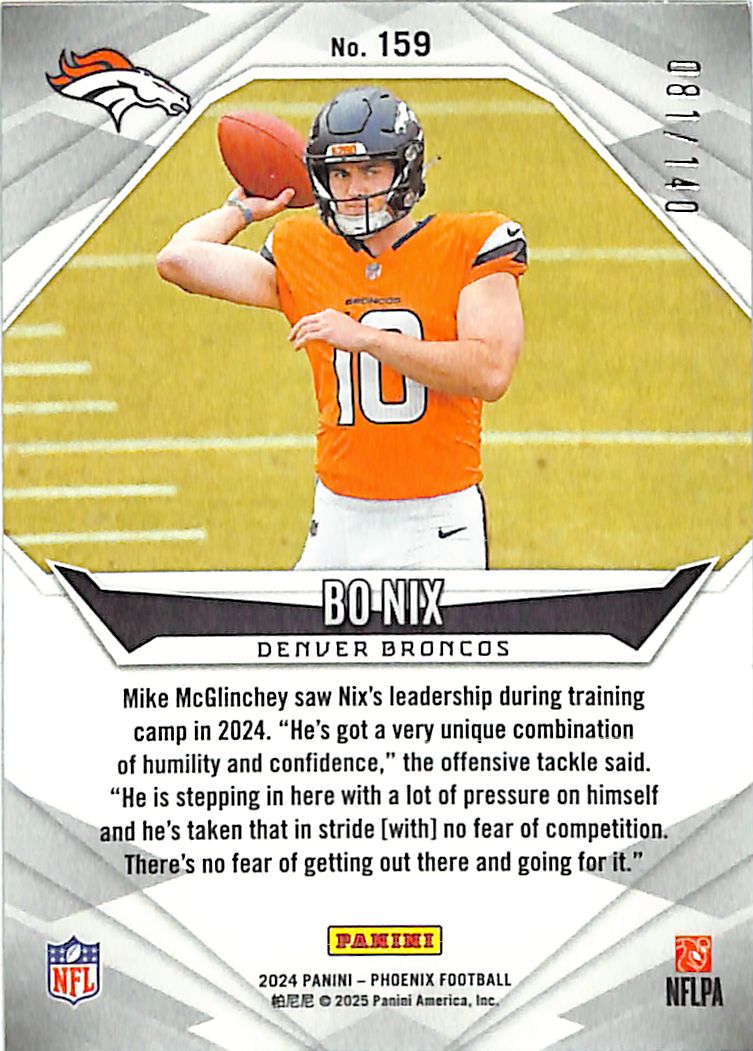 2024 Phoenix Bo Nix Rookie RC Red Hyper /140 Broncos