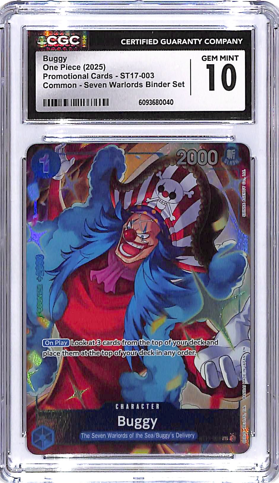 One Piece Promotional Cards Seven Warlords ST17 Buggy 003 CGC 10
