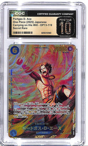 One Piece Japanese Carrying on His Will OP13 Partgas D Ace 119 Secret Rare CGC 10 Pristine