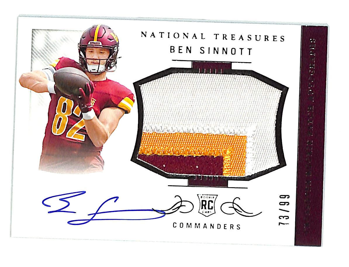 2024 National Treasures Ben Sinnott Auto Autograph Rookie RC Patch Jersey RPA /99 Commanders