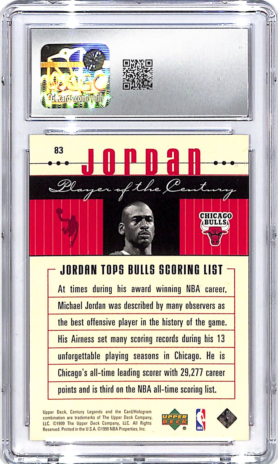 1998-99 Upper Deck Century Legends Michael Jordan #83 CGC 9.5 Bulls