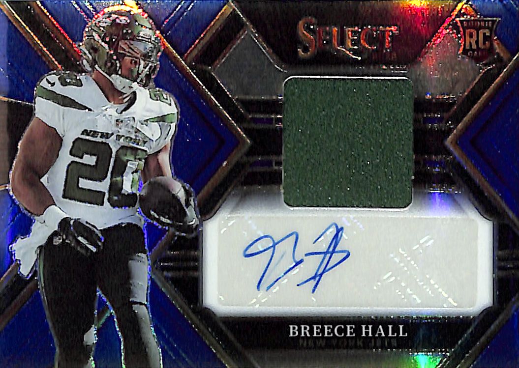2022 Select Breece Hall Auto Autograph Rookie RC Patch Jersey RPA Blue /75 Jets