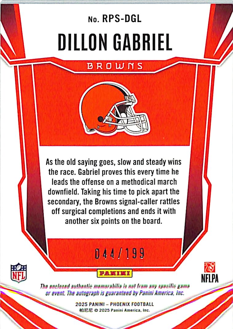 2025 Phoenix Dillon Gabriel Auto Autograph Rookie RC Patch RPA Bronze Pandora /199 Browns