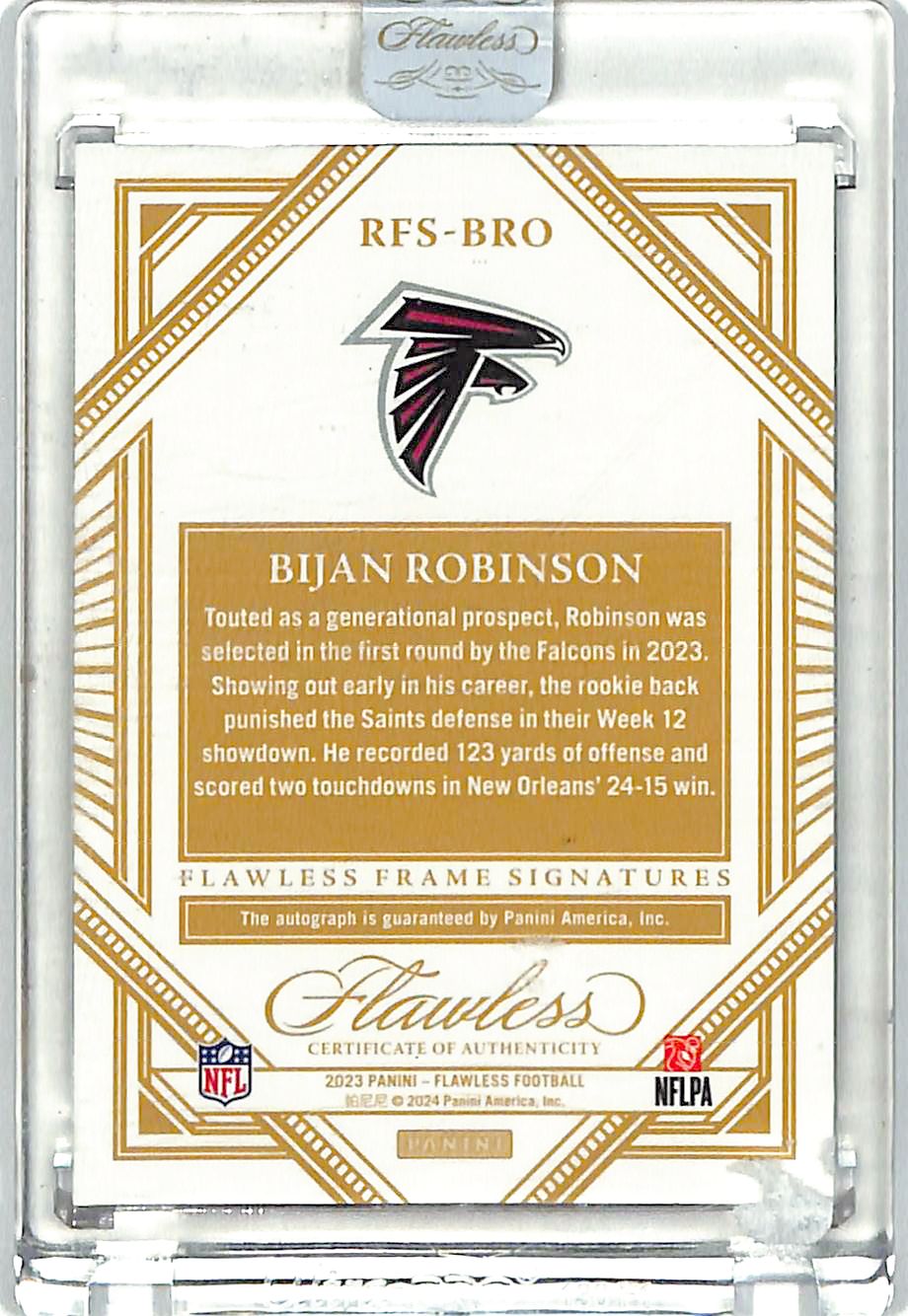 2023 Flawless Bijan Robinson Auto Autograph Rookie RC Emerald Green /5 Falcons