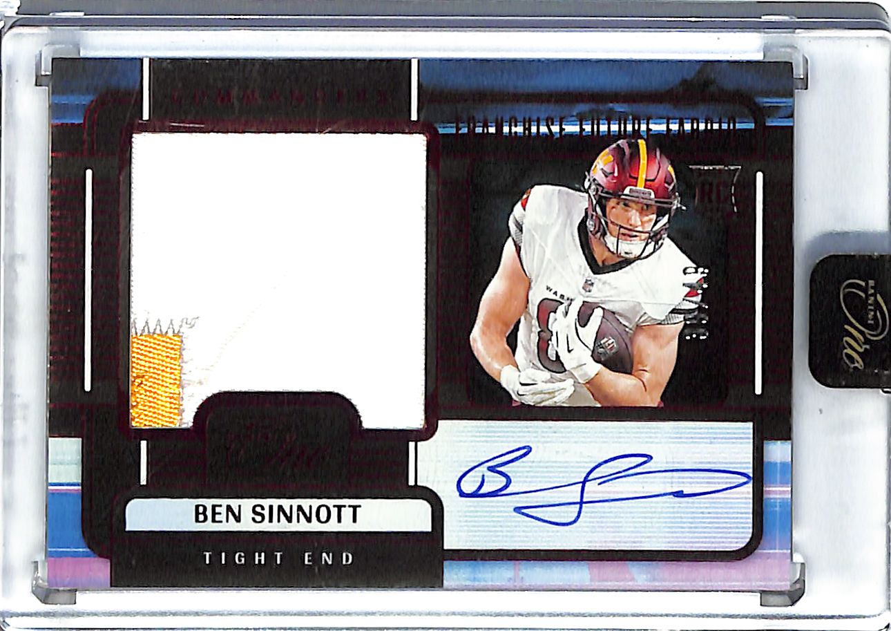 2024 Panini One Ben Sinnott Auto Autograph Rookie RC Patch Jersey /49 RPA Red Commanders