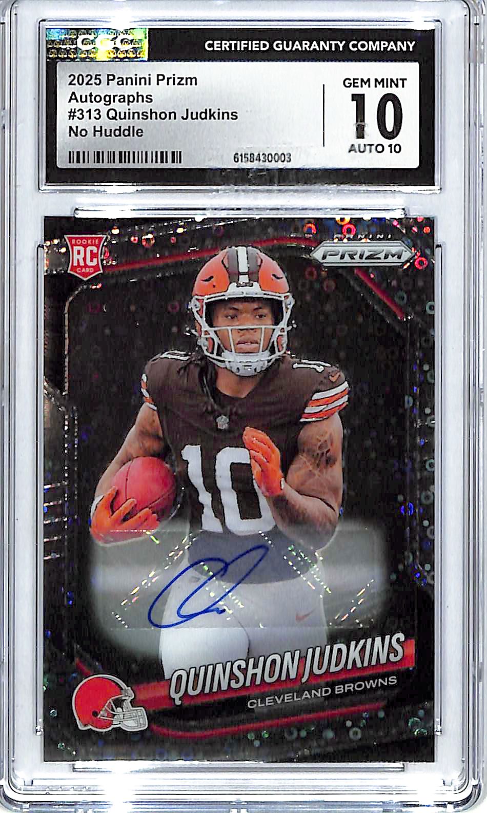 2025 Prizm Quinshon Judkins Auto Autograph Rookie RC No Huddle CGC 10 Browns