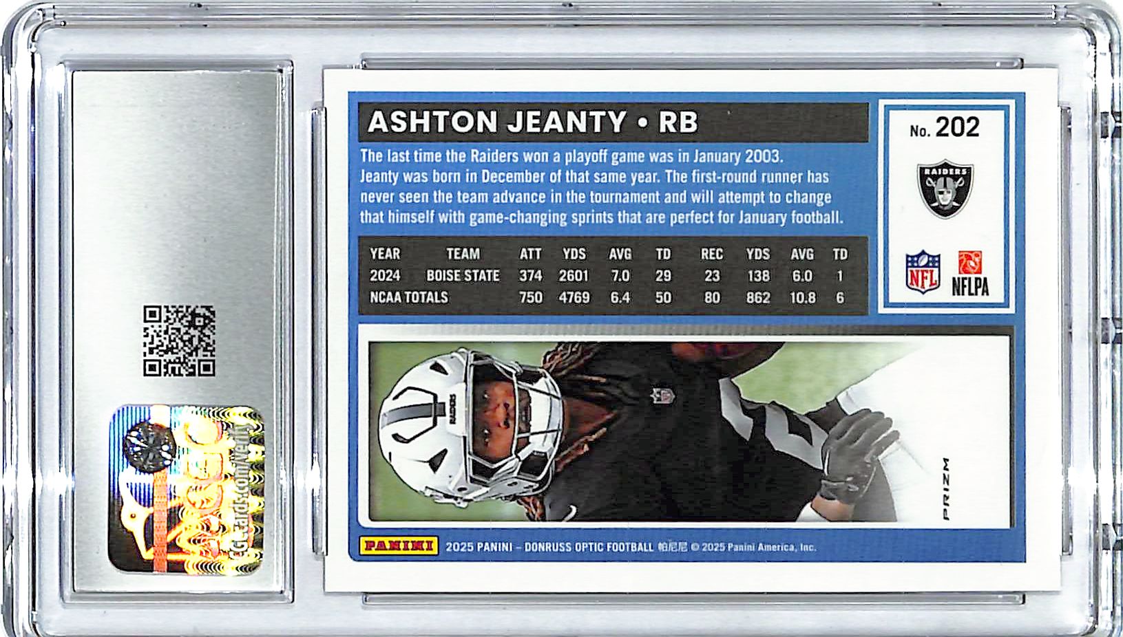 2025 Donruss Optic Ashton Jeanty Rated Rookie RC Red Mojo CGC 10 Raiders