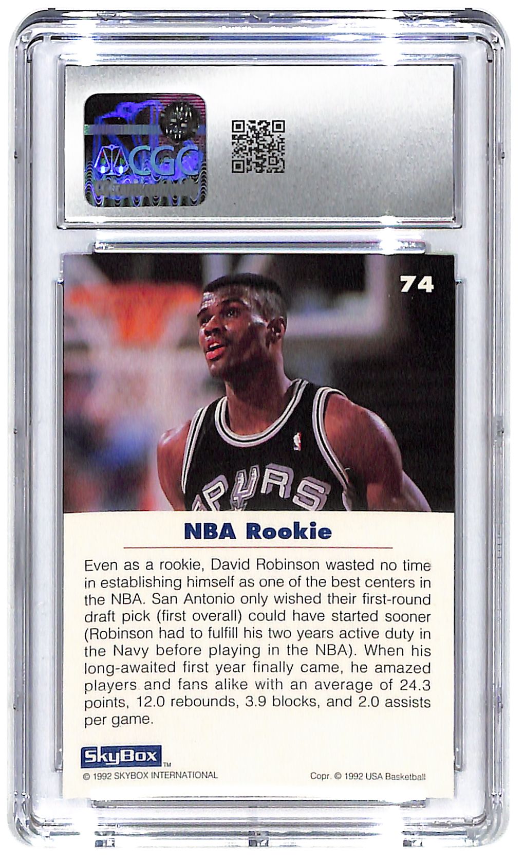 1992-93 David Robinson Skybox USA #74 CGC Mint Plus 9.5