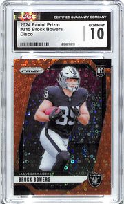 2024 Prizm Brock Bowers Rookie RC Disco #315 CGC 10 Raiders