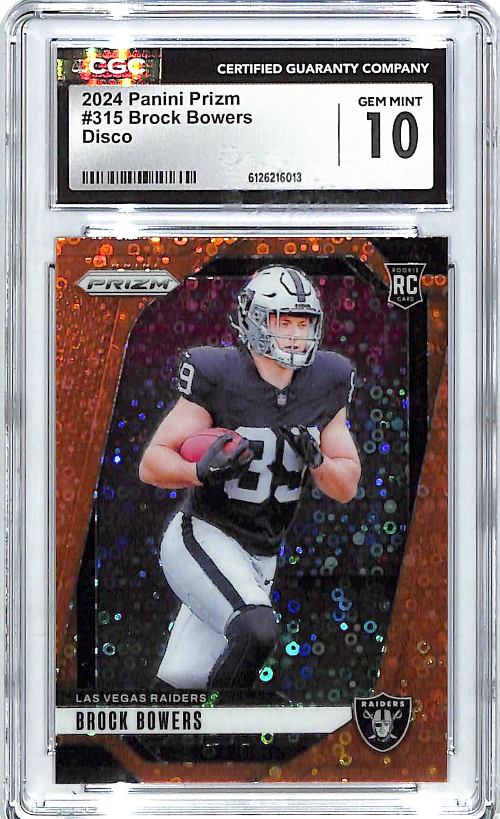 2024 Prizm Brock Bowers Rookie RC Disco #315 CGC 10 Raiders