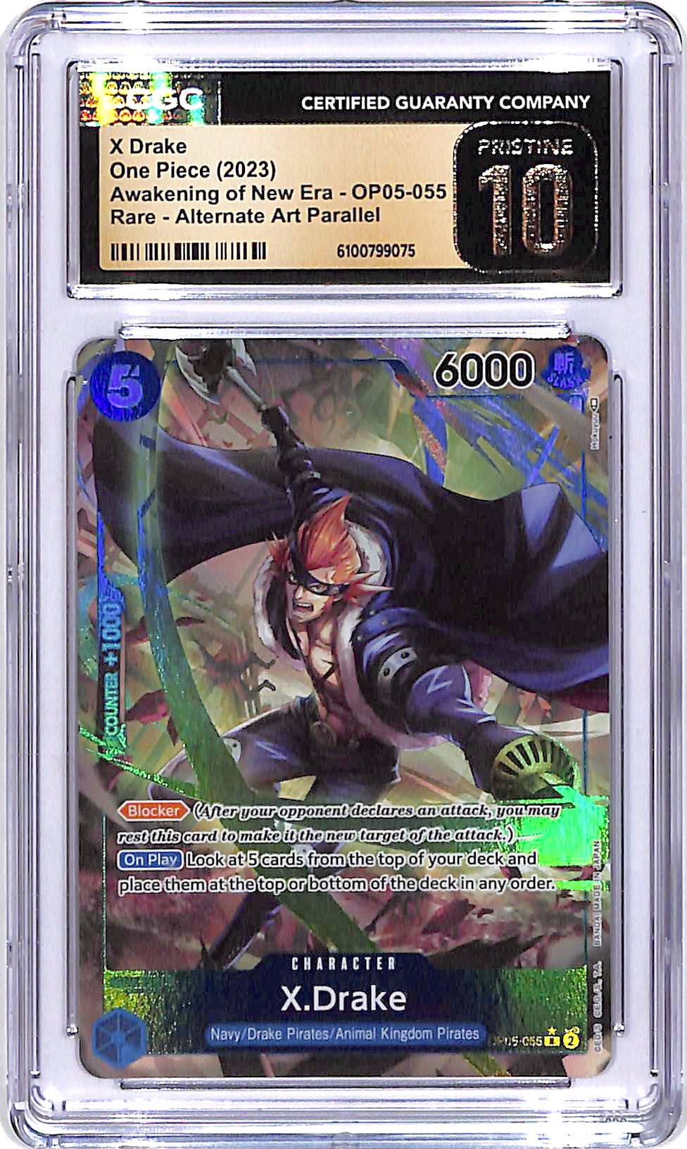 One Piece Awakening of New Era OP05 X Drake 055 Alternate Art CGC 10