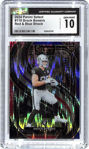 2024 Select Brock Bowers Rookie RC Red Blue Shock #118 CGC 10 Raiders