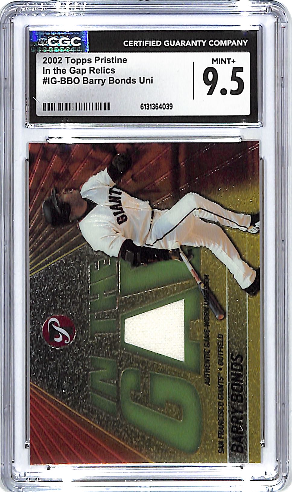 2002 Topps Pristine Barry Bonds In The Game Relics Jersey CGC 9.5 Giants