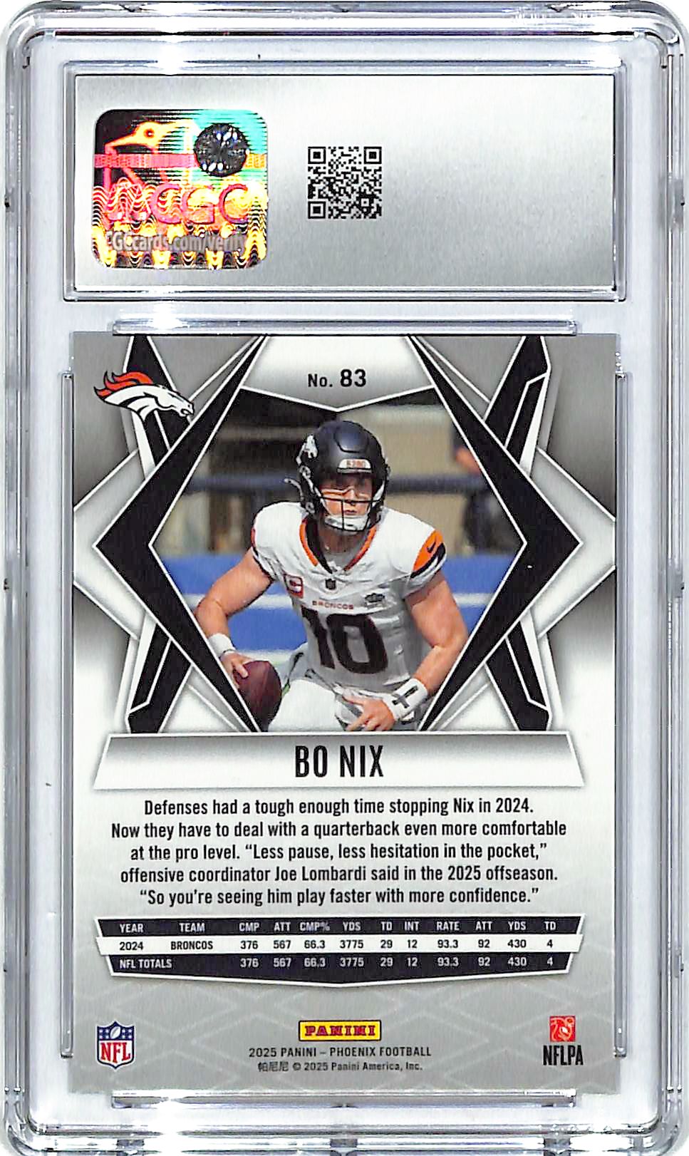 2025 Phoenix Bo Nix Silver Winter CGC 9.5 Broncos