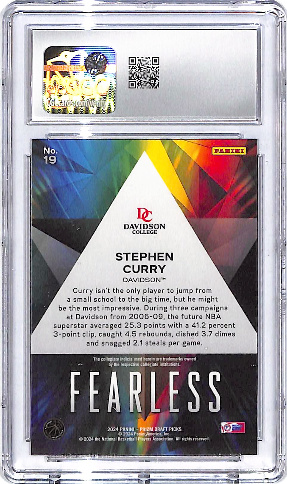 2024 Prizm Draft Picks Stephen Curry Fearless #19 CGC 10