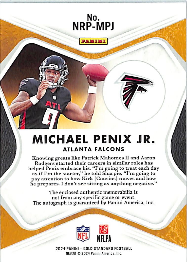 2024 Gold Standard Michael Penix Jr Auto Autograph Rookie RC Patch Jersey /89 RPA Falcons