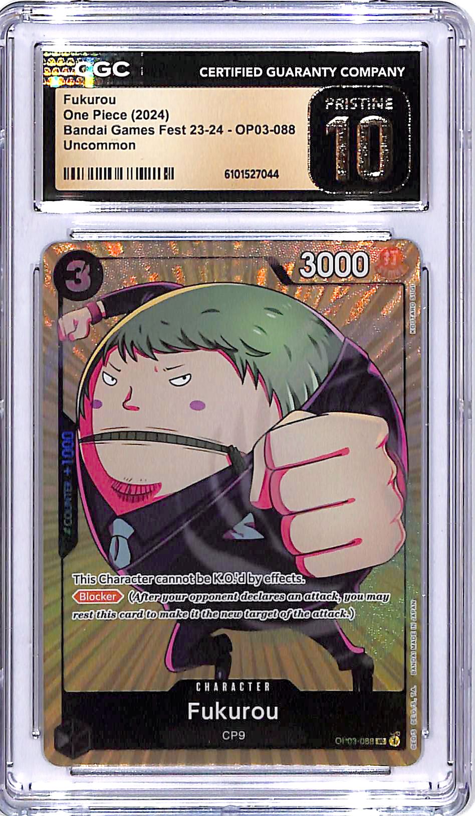 One Piece Bandai games Fest 23-24 Fukurou OP03 088 CGC 10 Pristine