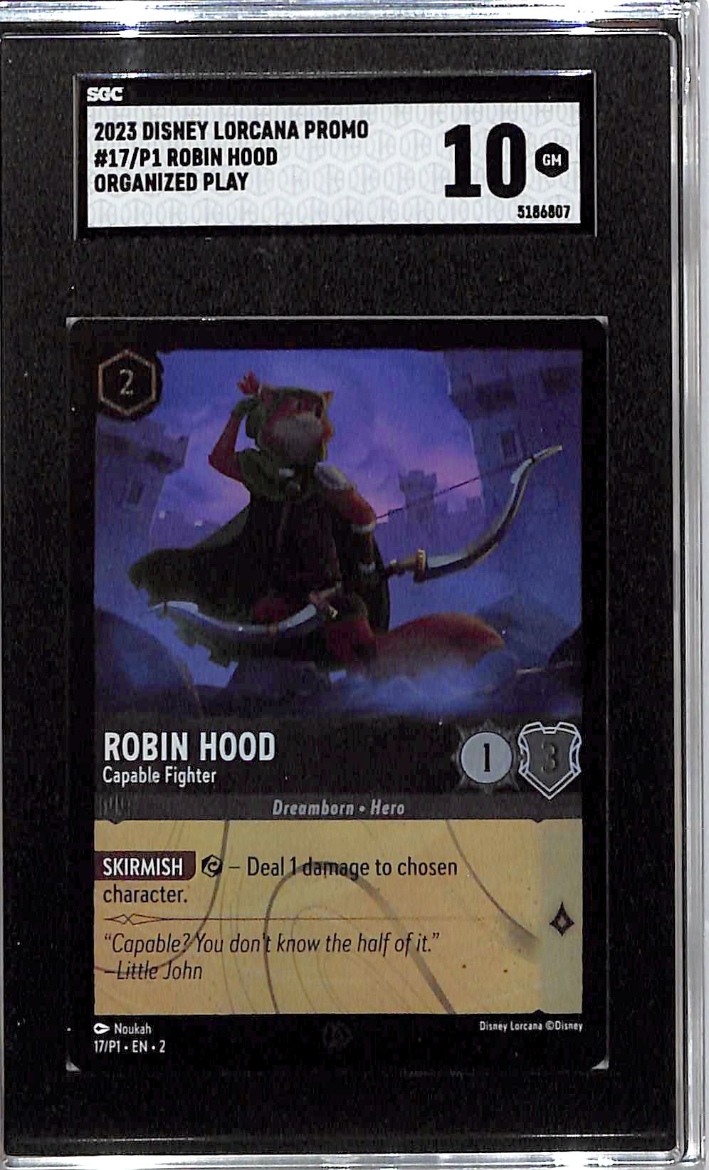 Disney Lorcana Robin Hood Promo Organized Play 2023 SGC 10 17/P1