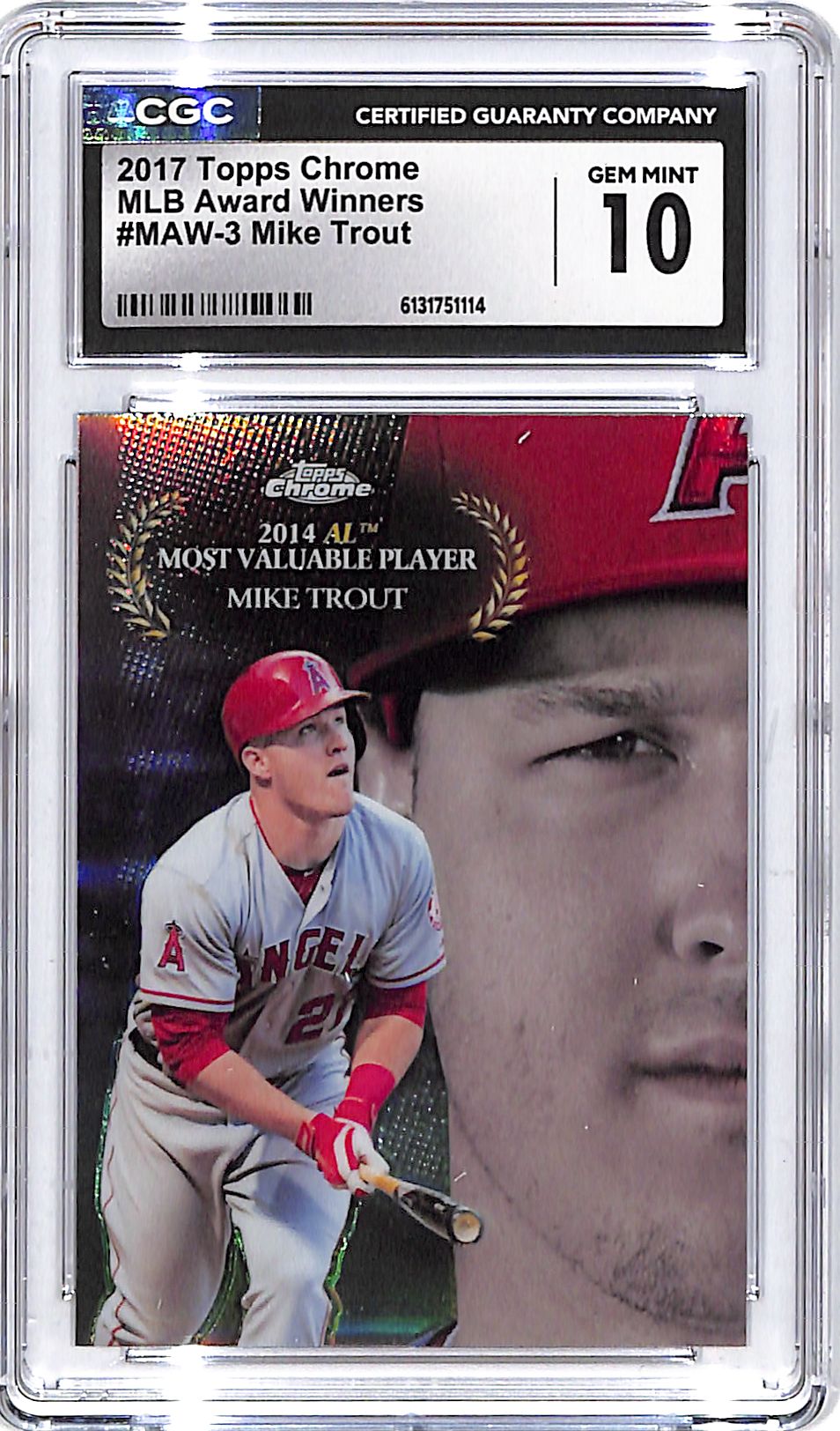 2017 Topps Chrome Mike Trout MLB Award Winners CGC 10 Angels