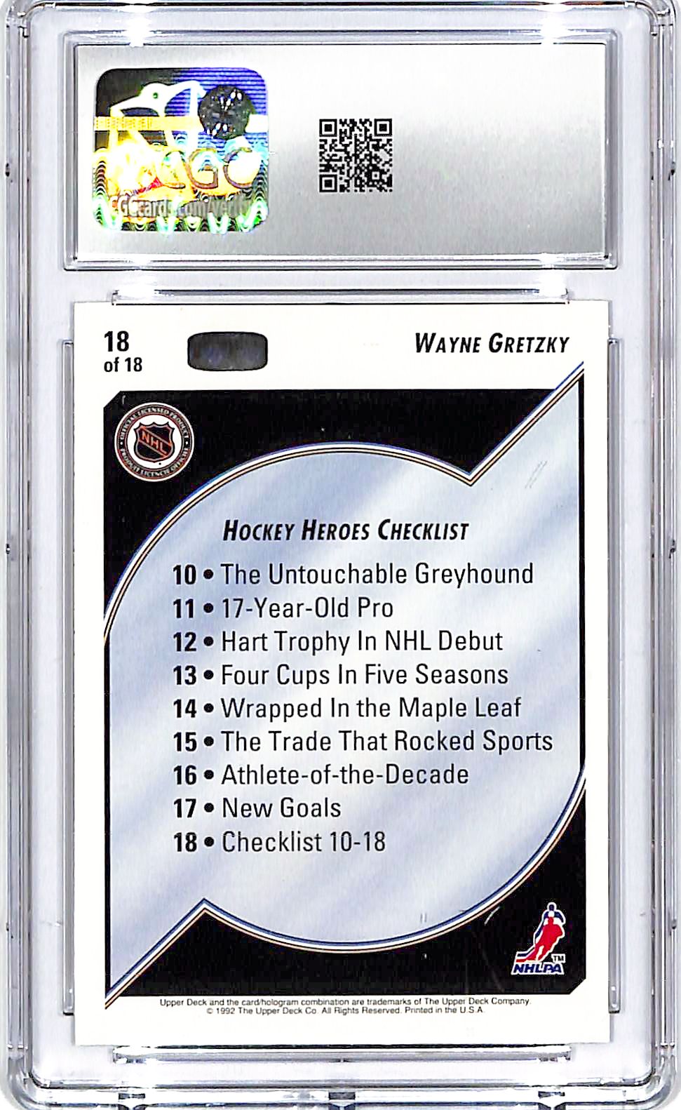 1992-93 Upper Deck Wayne Gretzky Heroes #18 CGC 9.5