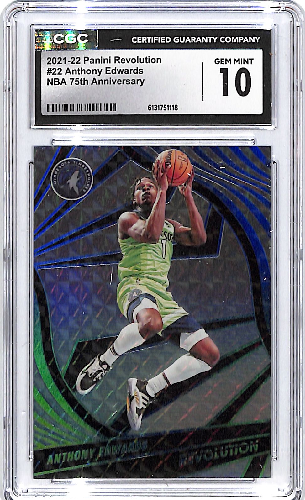 2021-22 Revolution Anthony Edwards NBA 75th Anniversary /75 CGC 10 Timberwolves