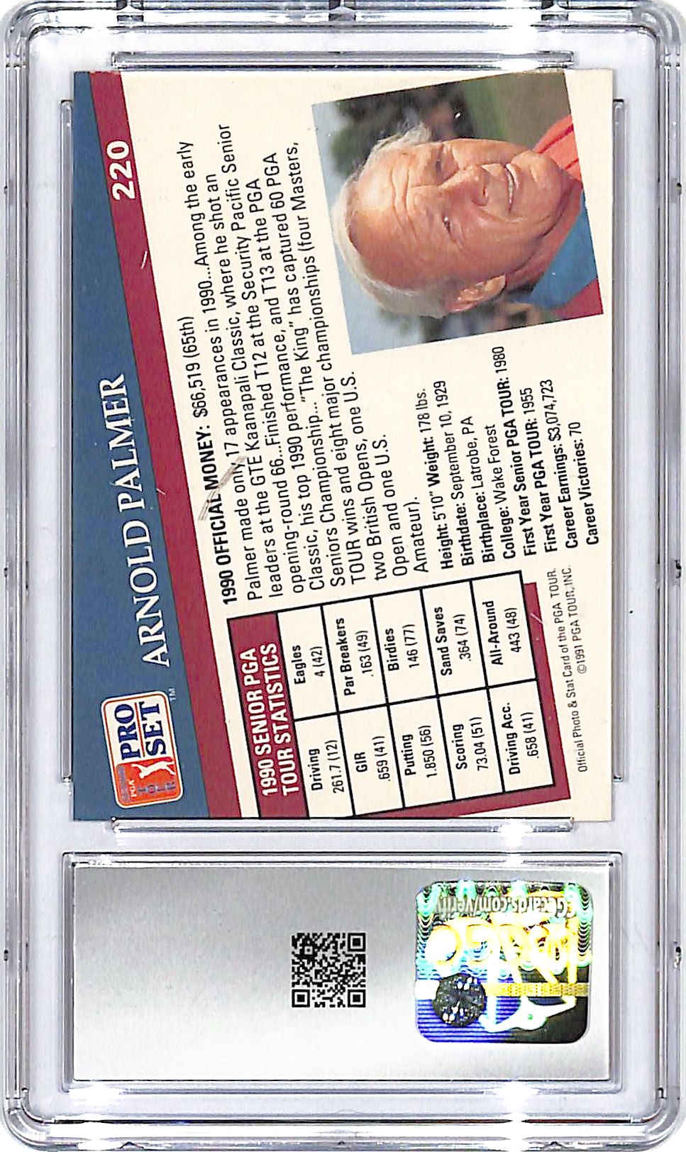 1991 Pro Set Arnold Palmer #220 CGC 9.5