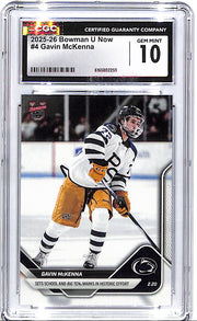 2025-26 Bowman U University Now Gavin McKenna Rookie RC #4 CGC 10 Penn State
