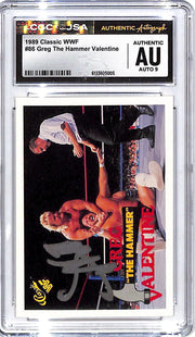 1989 Classic WWF Greg The Hammer Valentine Auto Autograph CGC JSA Authentic 9