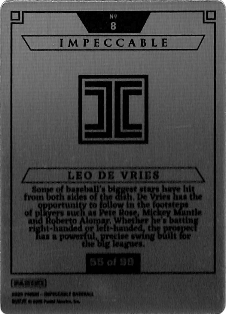 2025 Impeccable Leo De Vries Stainless Stars /99 Rookie RC Padres