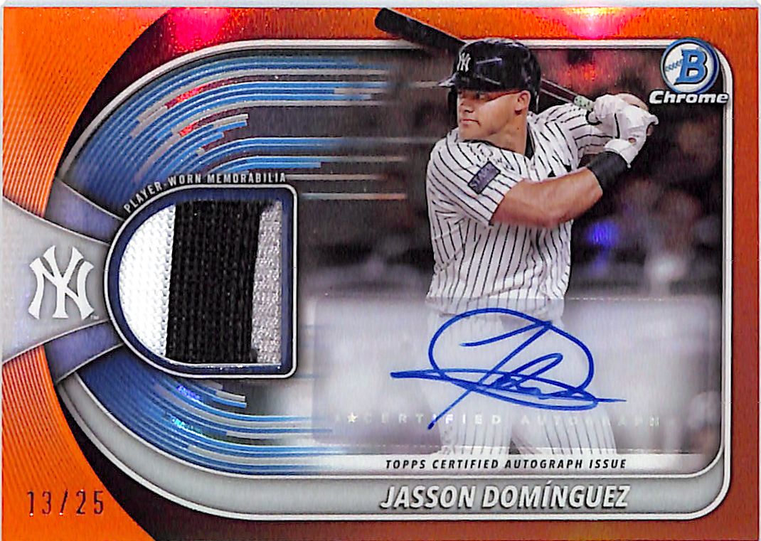 2025 Bowman Chrome Jasson Dominguez Auto Autograph Patch Jersey Orange /25