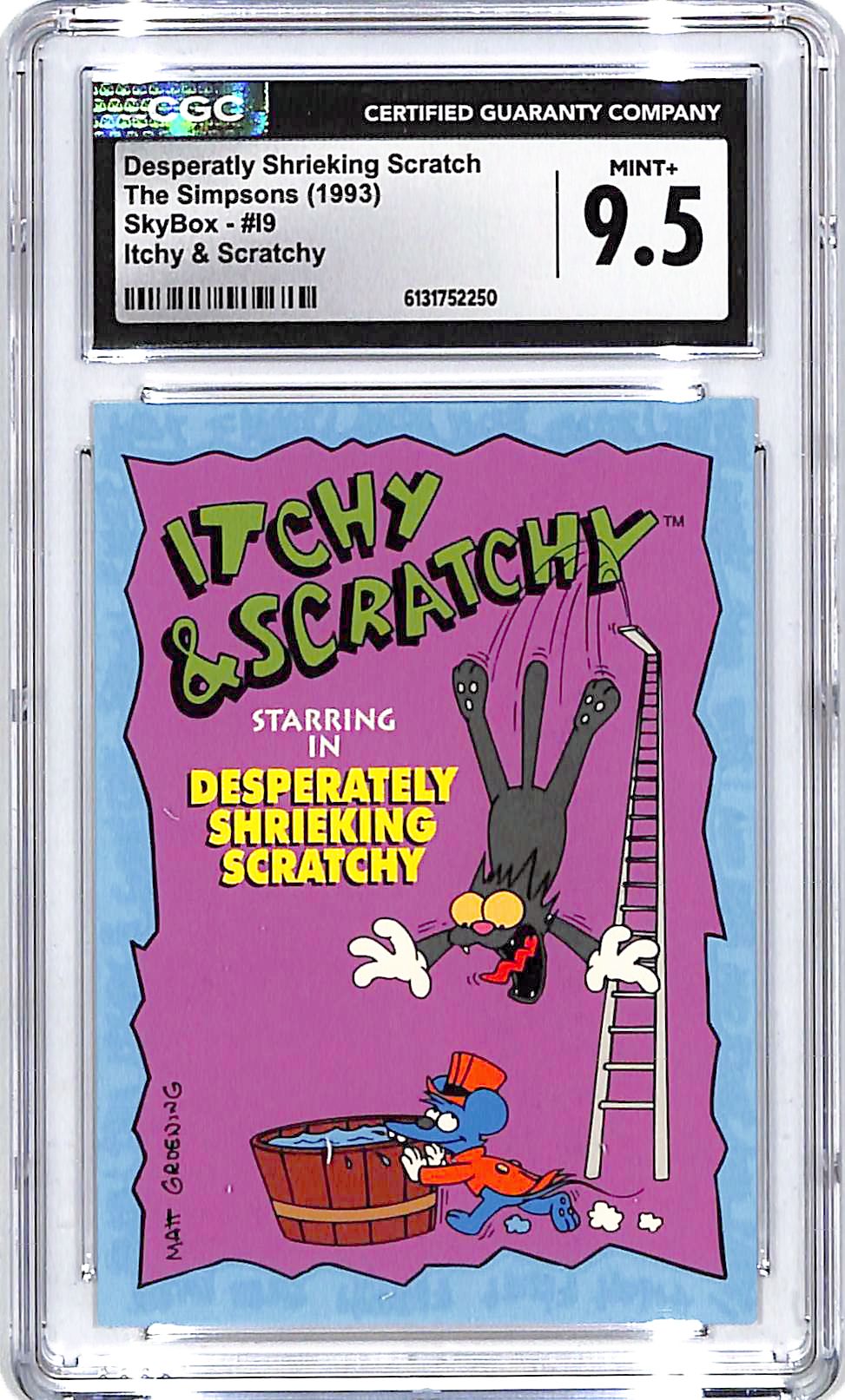 1993 Skybox The Simpsons Itchy and Scratchy Desperately Shrieking Scratch CGC 9.5