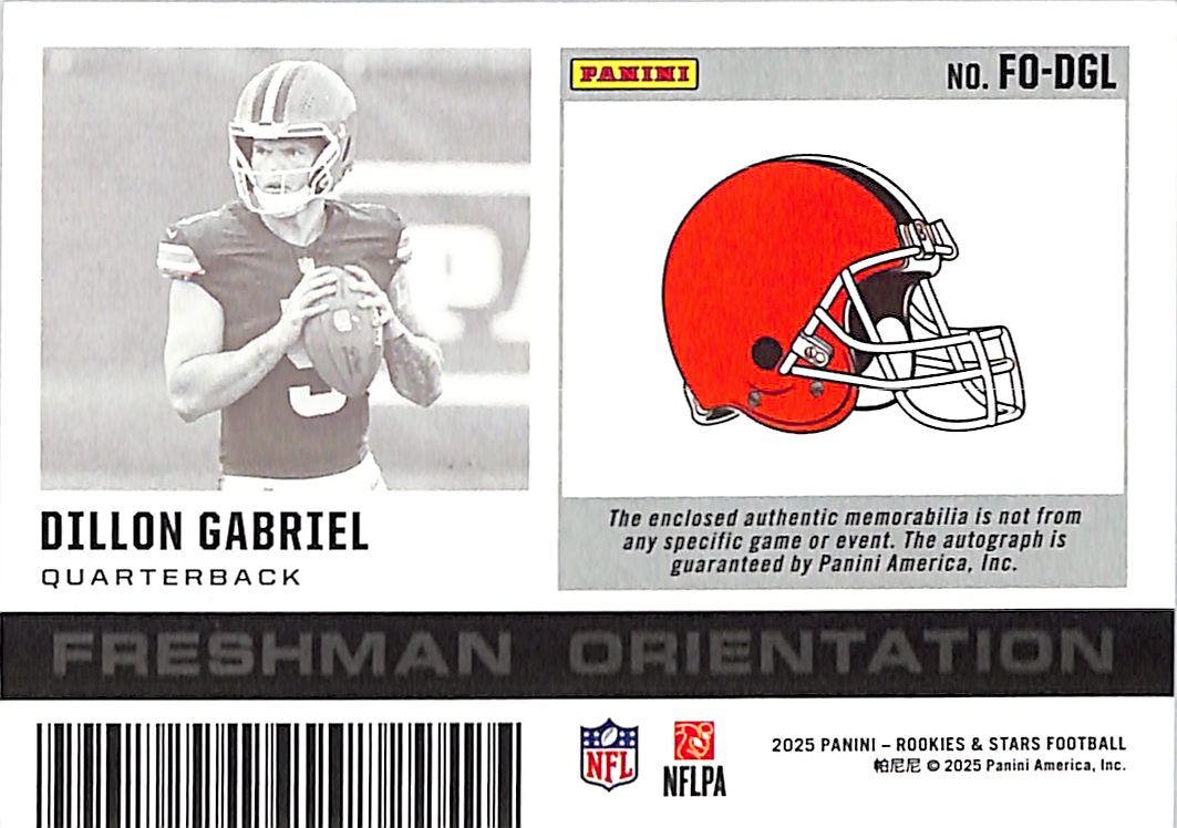 2025 Rookies and Stars Dillon Gabriel Auto Autograph Patch Rookie RC Jersey /25 Browns