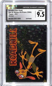 1994 Topps Ren & Stimpy All Prism Roadkill Ren Hoek Sticker #16 CGC 9.5