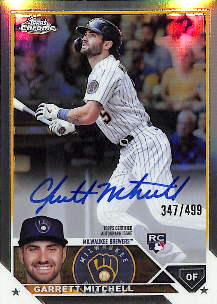2023 Topps Chrome Garrett Mitchell Auto Autograph Rookie RC Refractor /499 Brewers