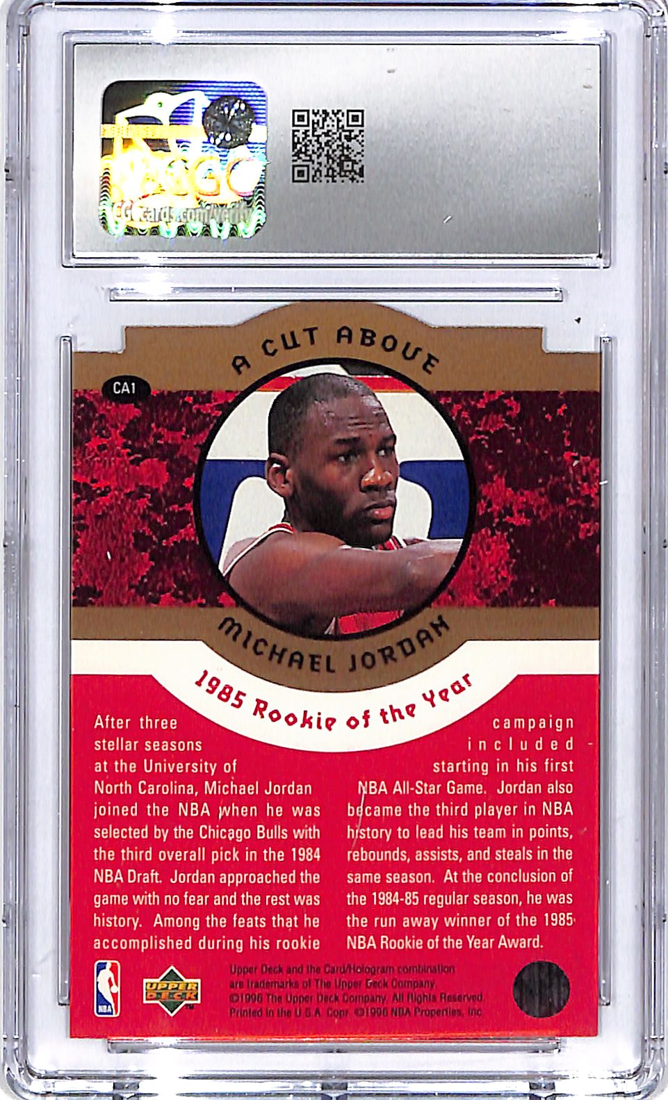 1996-97 Collector's Choice Michael Jordan A Cut Above CA1 CGC 9.5 Bulls