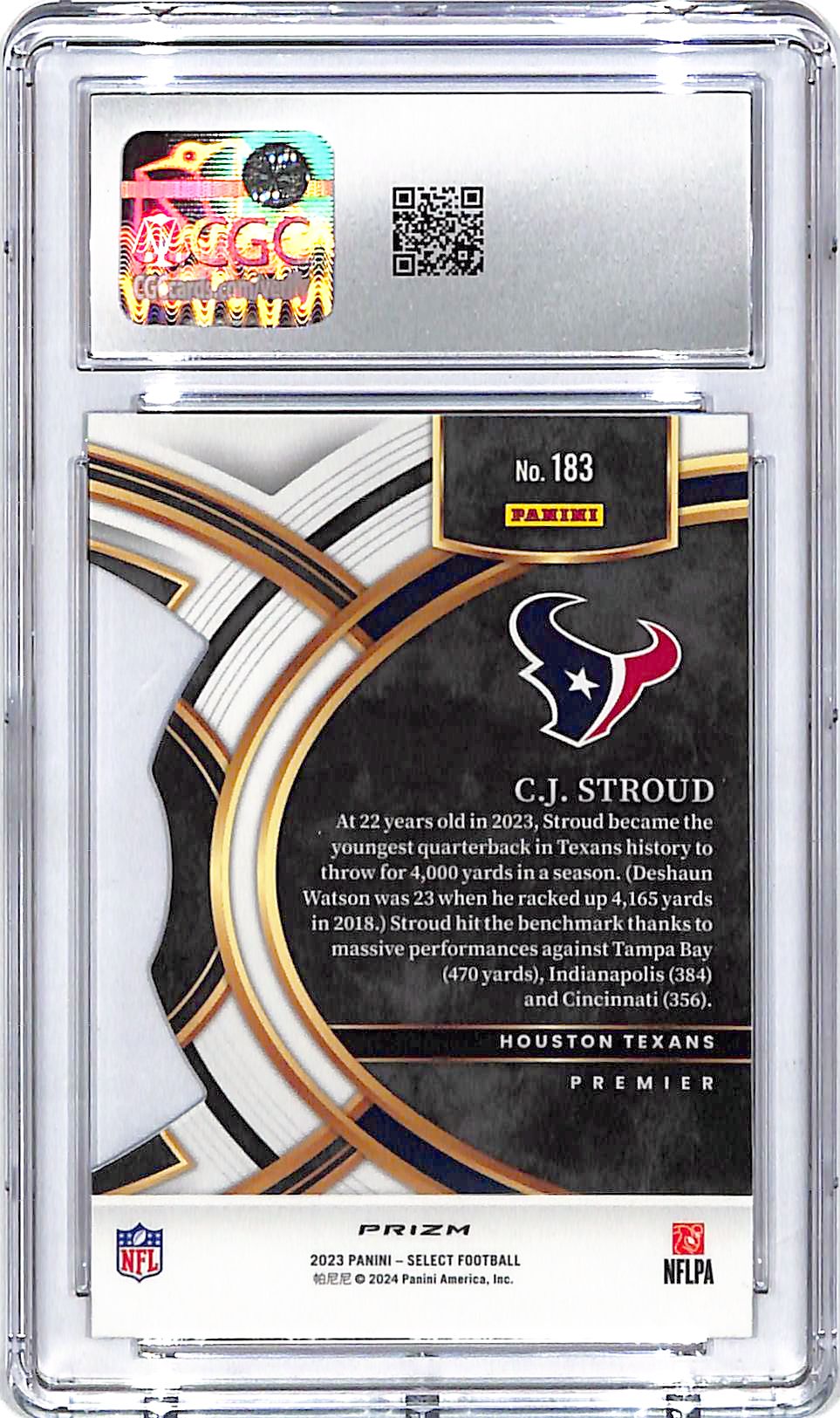 2023 Select CJ Stroud Rookie RC Black Red Die Cut CGC 10 Texans