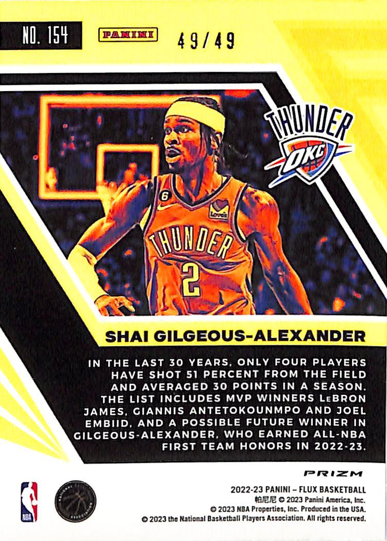 2022-23 Flux Shai Gilgeous-Alexander Solar Eclipse /49 Thunder