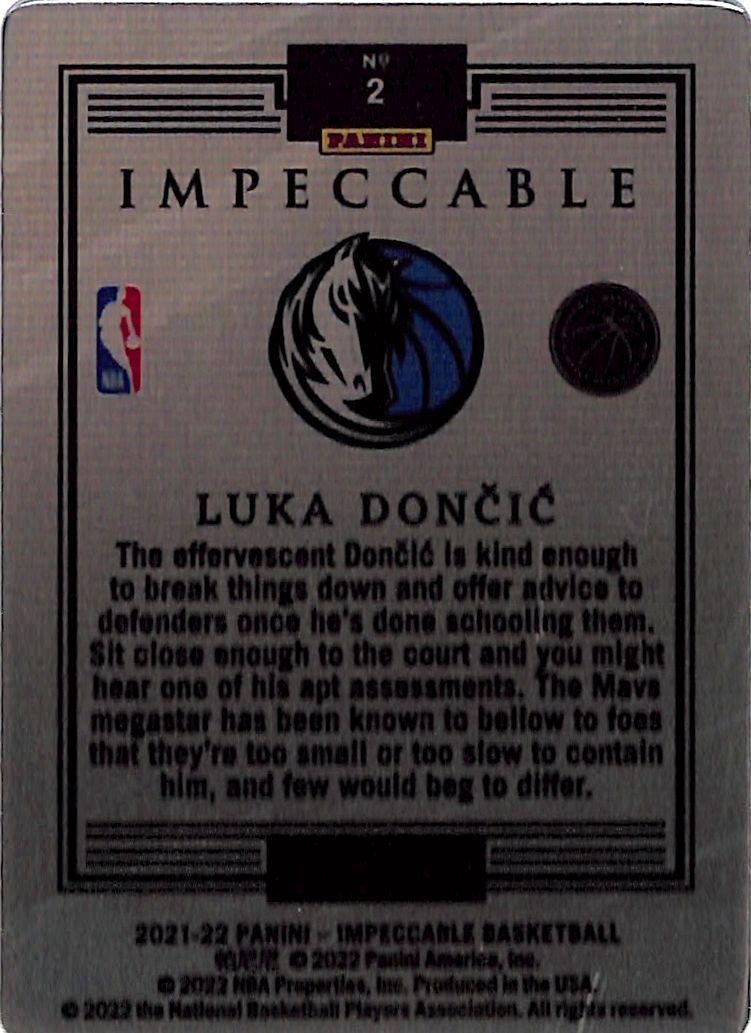 2021-22 Impeccable Luka Doncic Stainless Stars Red Mavericks