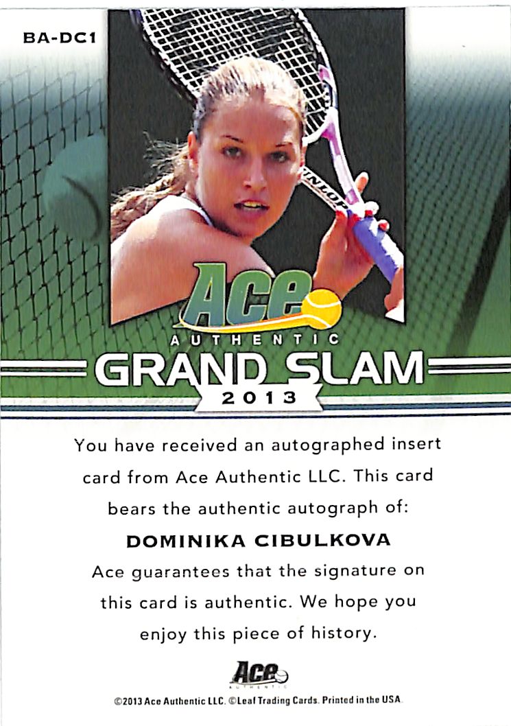2013 Ace Authentic Grand Slam Dominika Cibulkova Auto Autograph /50