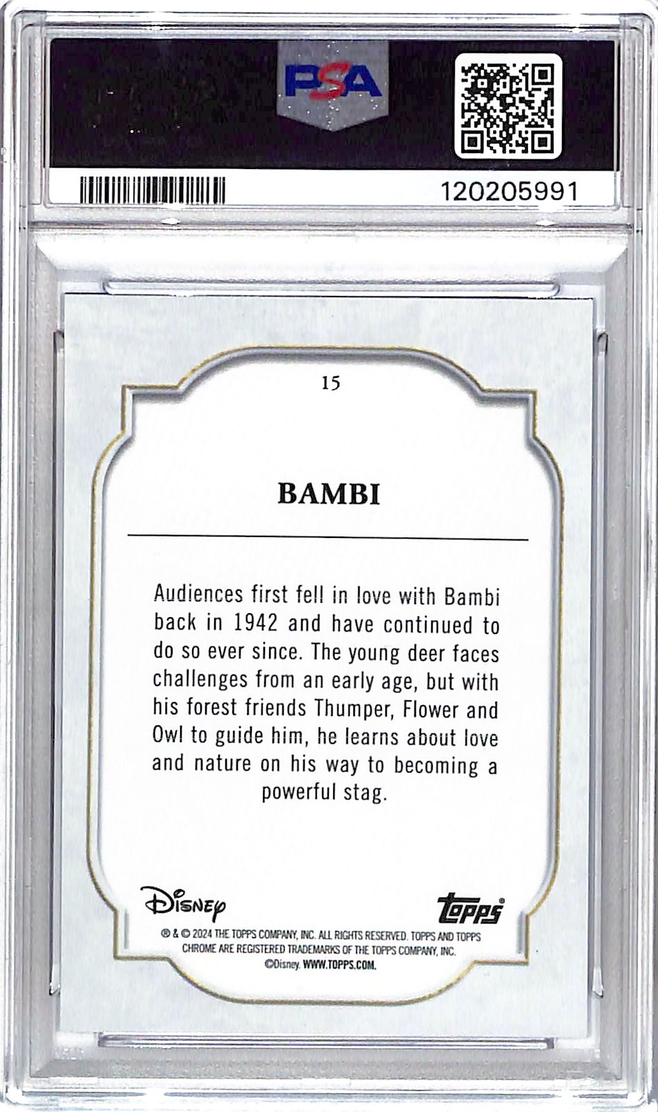 2024 Topps Chrome Disney Sapphire Bambi #15 PSA 9