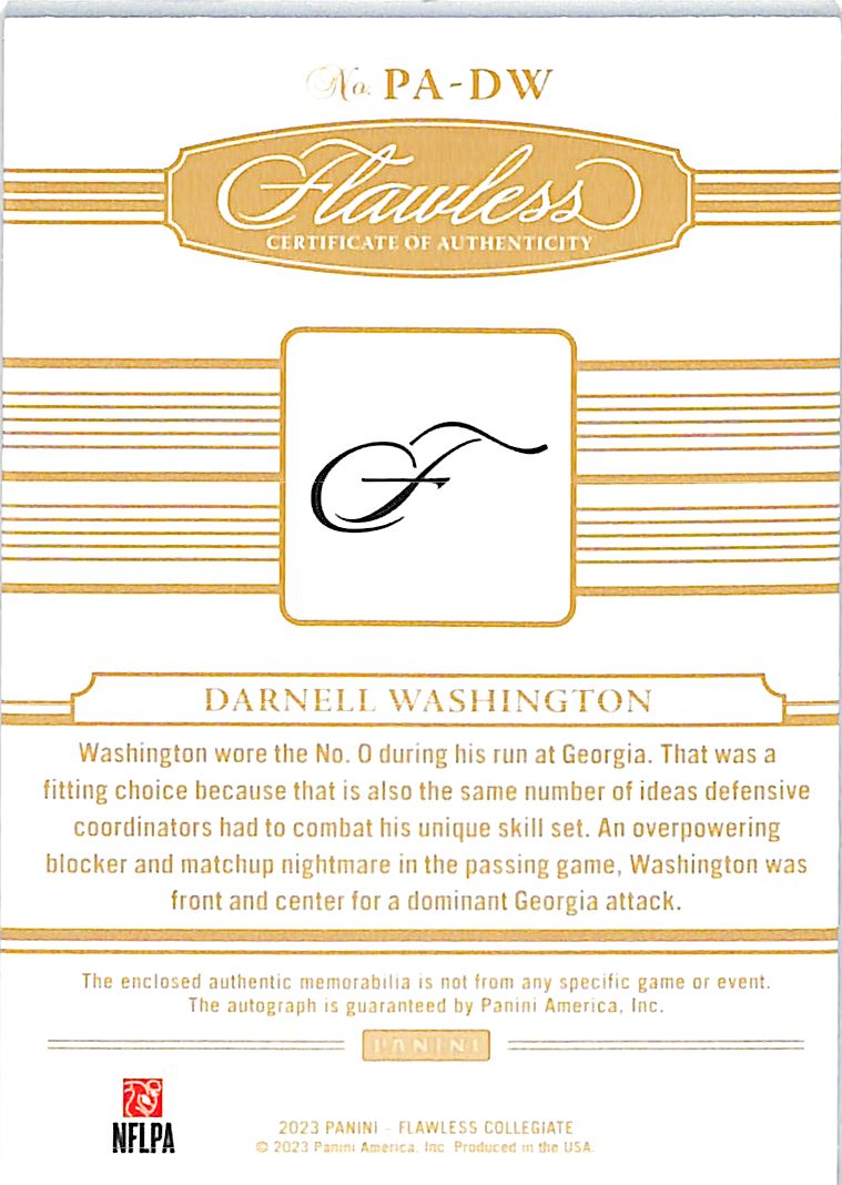 2023 Flawless Collegiate Darnell Washington Auto Autograph Rookie RC Patch /25