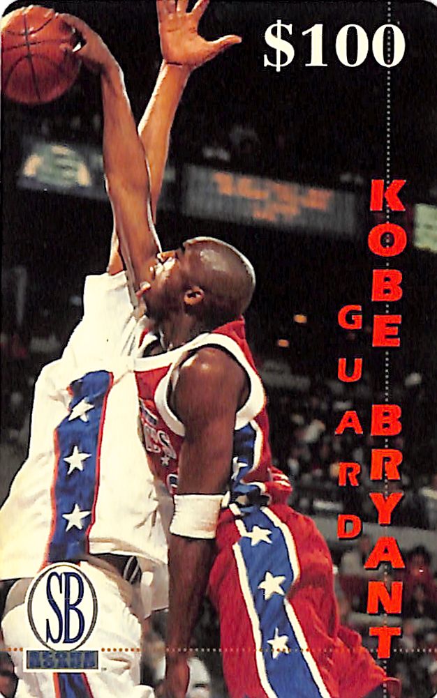 1996 Score Board Kobe Bryant Phone Card 100 Rookie RC Lakers