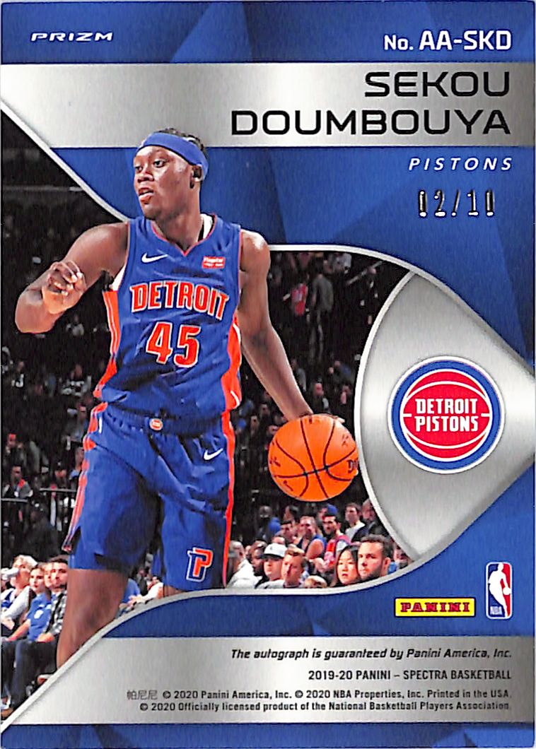 2019-20 Spectra Sekou Doumbouya Auto Autograph Rookie RC Gold /10 Pistons