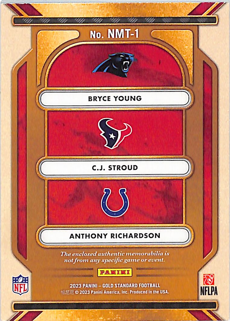 2023 Gold Standard Bryce Young CJ Stroud Richardson Patch Jersey /49 Rookie RC