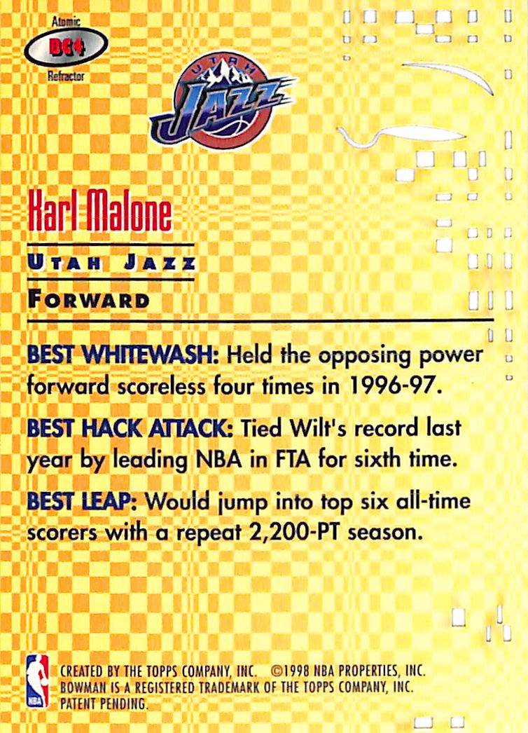 1998-99 Bowmans Best Cuts Karl Malone Atomic Refractor Jazz