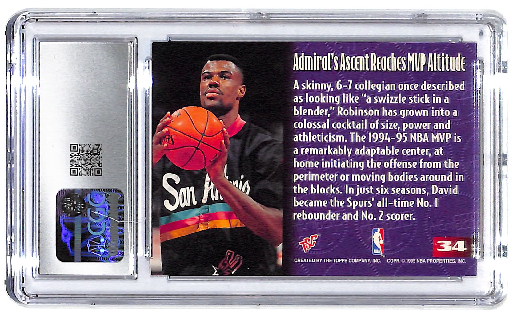 1994-95 David Robinson Topps Stadium Club Members Only #34 CGC Mint Plus 9.5