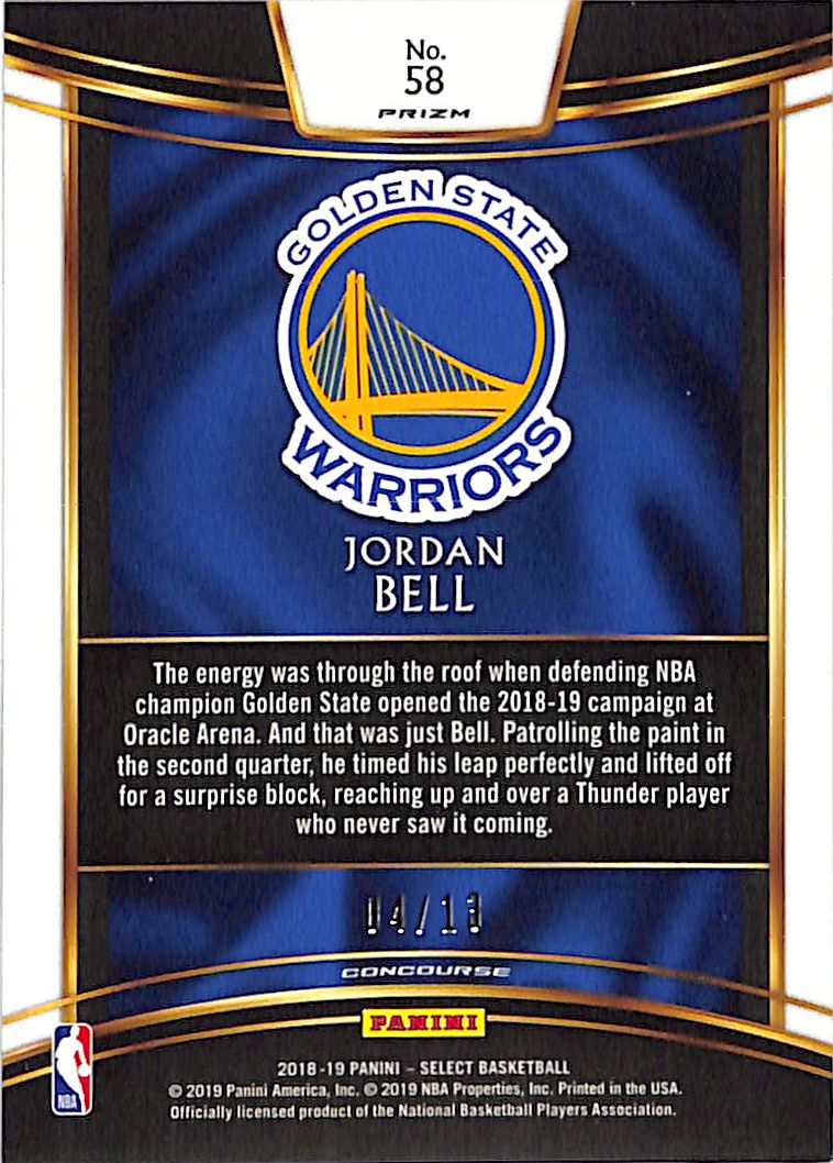 2018-19 Select Jordan Bell Orange Pulsar Rookie RC /13 Warriors