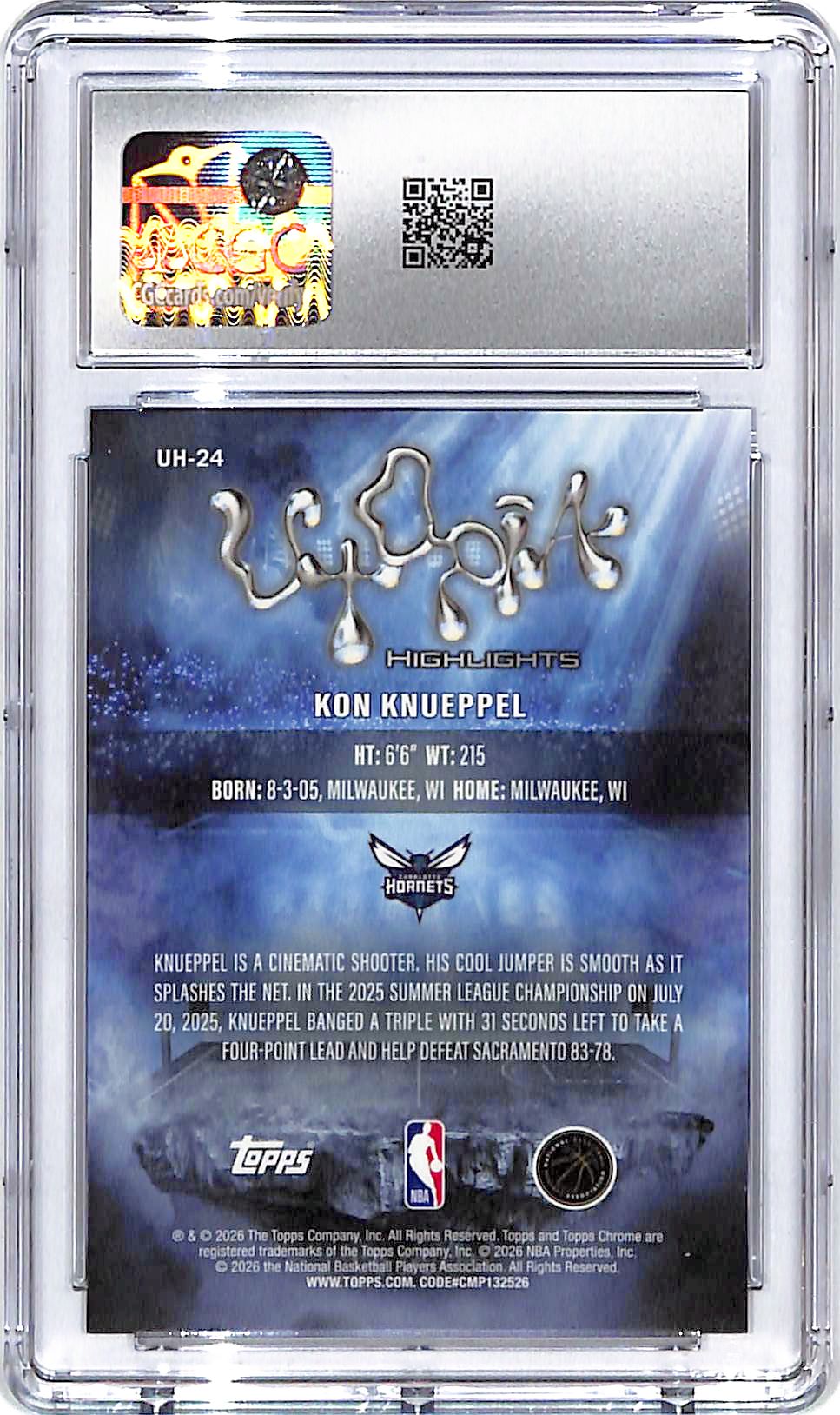 2025-26 Topps Chrome Cactus Jack Kon Knueppel Utopia Highlights Green /99 CGC 10