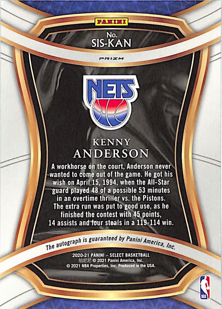 2020-21 Select Kenny Anderson Auto Autograph Silver Nets