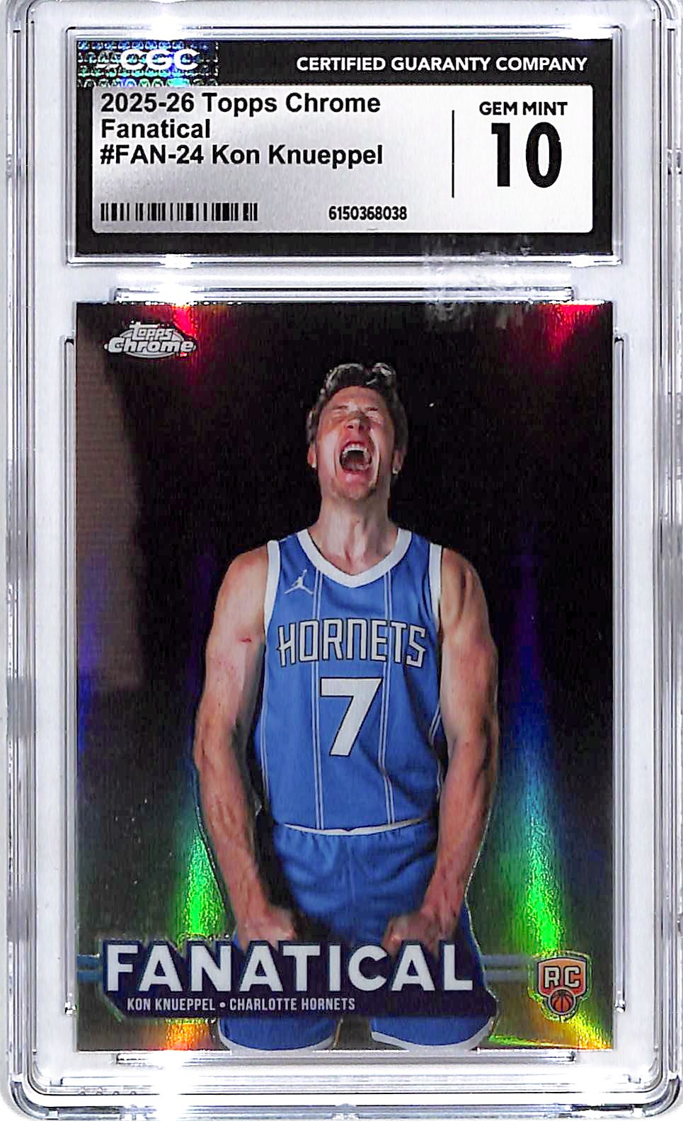 2025-26 Topps Chrome Kon Knueppel Fanatical Rookie RC CGC 10 Hornets